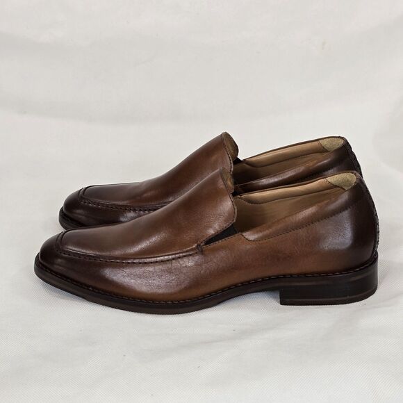 Johnston & Murphy Shoes Mens Size 8.5 Brown Leather Slip On Loafers Sheepskin - Picture 2 of 13